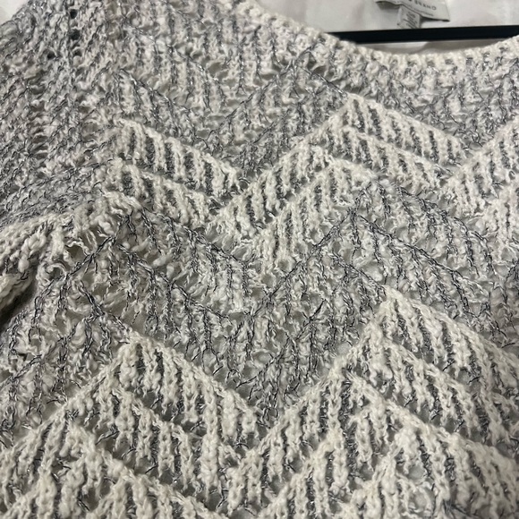Metallic Thread Silver and White Chevron Sweater from Lucky Brand - Picture 7 of 11